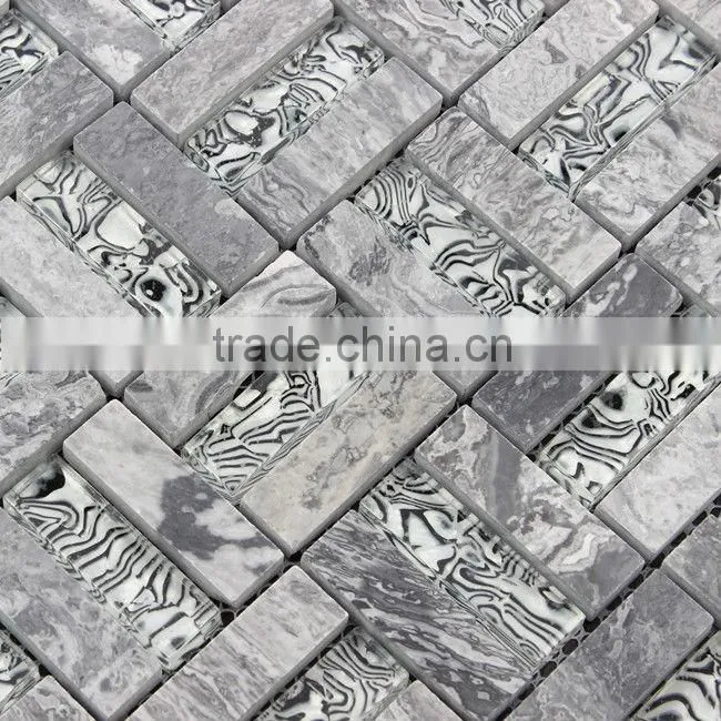 Marble mixed colour glass mosaic