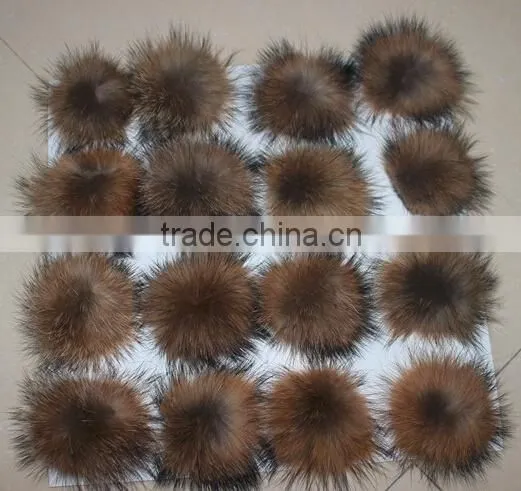 Wholesale Colorful Real Raccoon Fur Ball Fur Pom Poms For Women Winter Hat And Cap