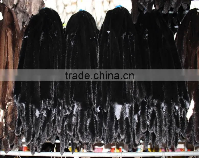 Cheap Price Luxury raw Real Mink fur Pelt black Coffee Natural fur plate