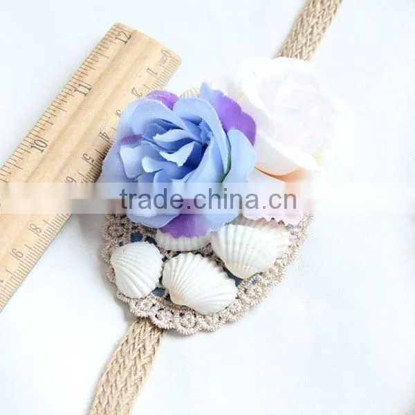 Little Fresh Retro Handmade Flowers & Bowknot Hemp Rope Elastic Hair Band Fashion Headband