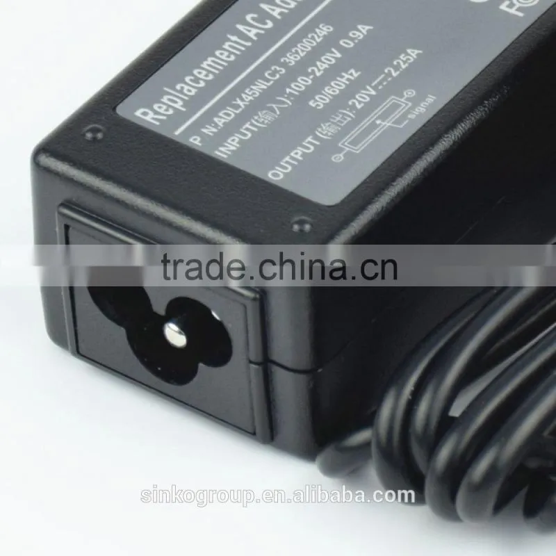 20v 2.25a shenzhen wholesale ac laptop adapter charger for lenovo square pin yellow