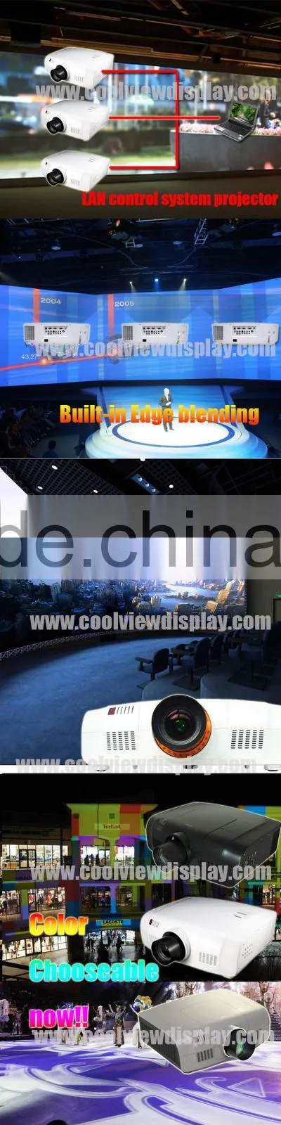 edge blending built in 3LCD Full HD HDMI DVI support wuxga 1920x1200 10000 lumens projector cinema