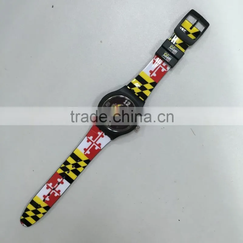 Fancy kids Sandwich band watch full printing plastic band watch child
