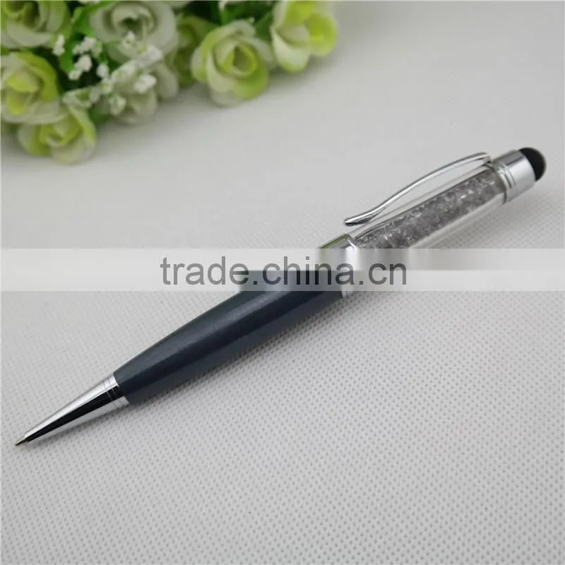 TCR-08 novelty crystal touch pen , 3 in 1 stylus pen with usb drive