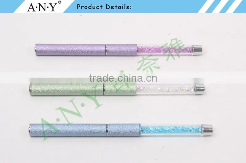 ANY 2016 New Design Acrylic Handle With Diamond Inside Oval Imported Nylon Hair Nail Art Gel Brush Pure Color Hot Sale