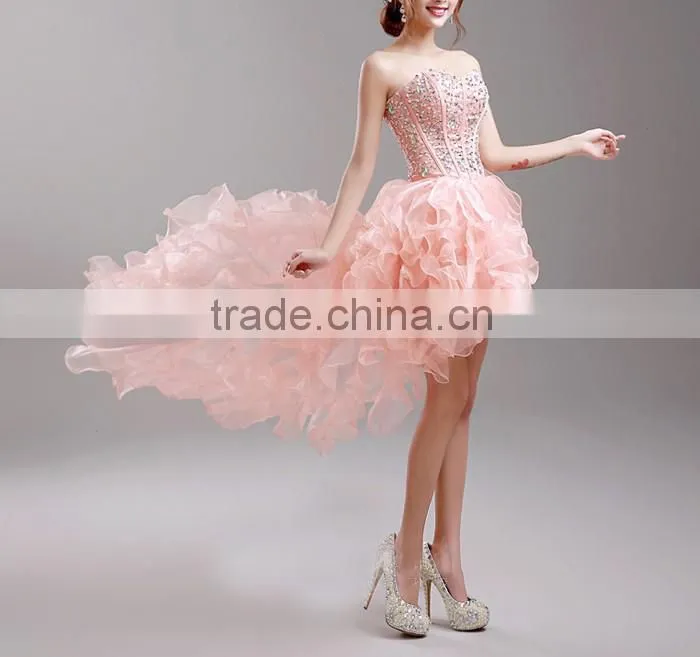 Alibaba fashion garment manufactuer new design evening dress peach color
