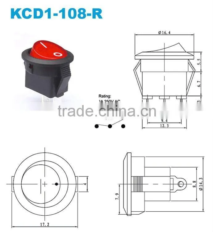 Rocker Switch KCD1-108R