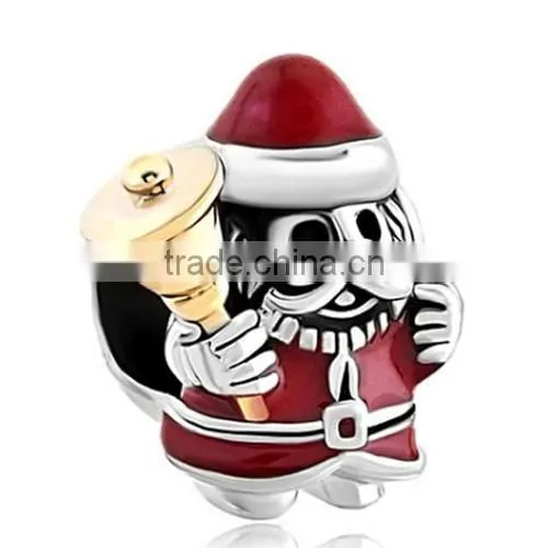 Christmas Charms Jingle Bell Santa Claus Gift Holiday Jewelry Beads fits european bracelet