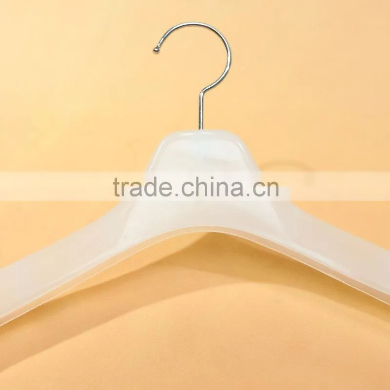 High class dress hanger white plastic hanger with metal hook