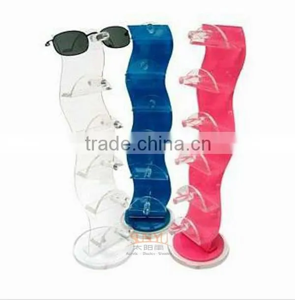 Professional manufacture Fashion Wooden floor standing Fashion Clear Acrylic Sunglasses Display Racks