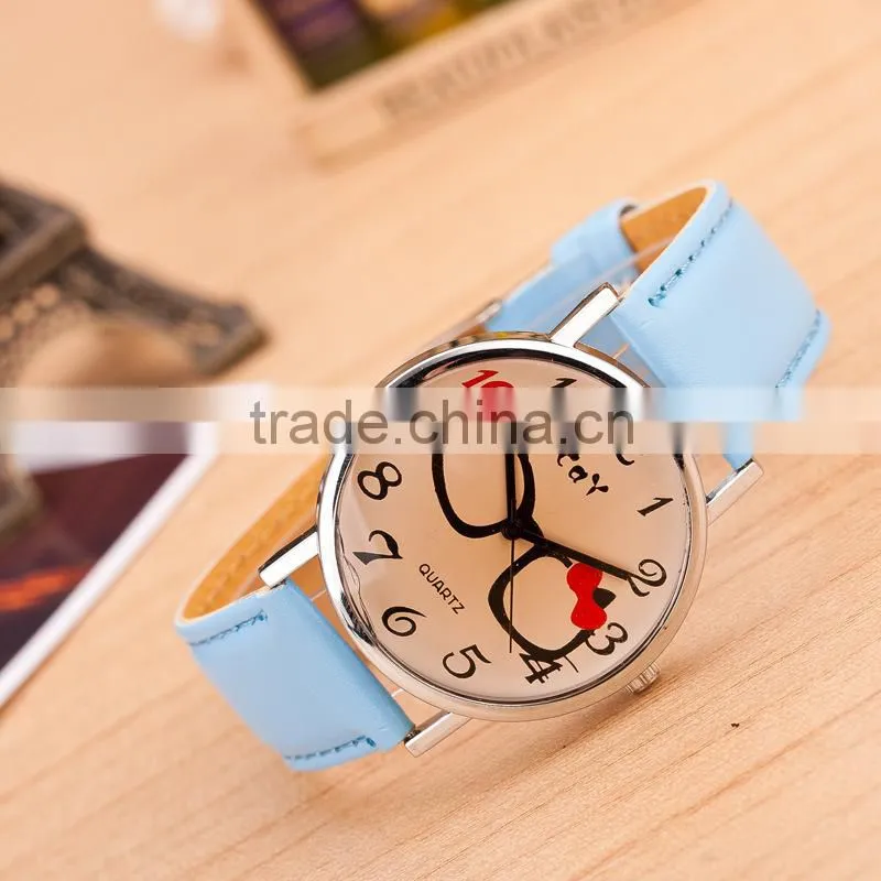Cheap Alibaba Express Hot Sale Watches Colorful Lovely Glasses White Leather Watch in Stock!