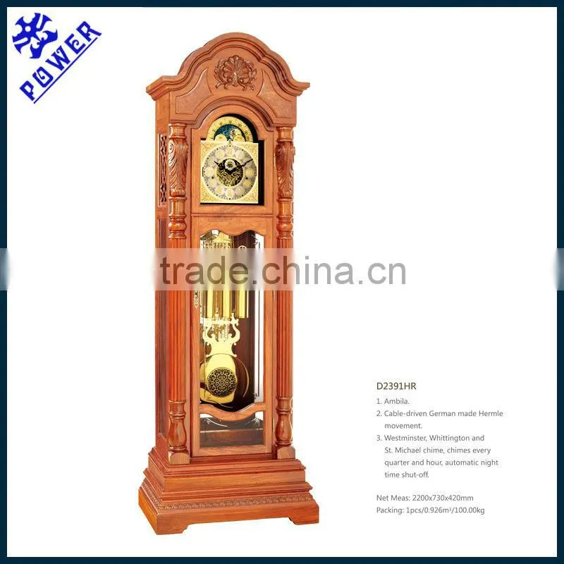 Extravagance grandfather clock with moon&earth carved clock face German made Hermle movement High quality MG2391HR
