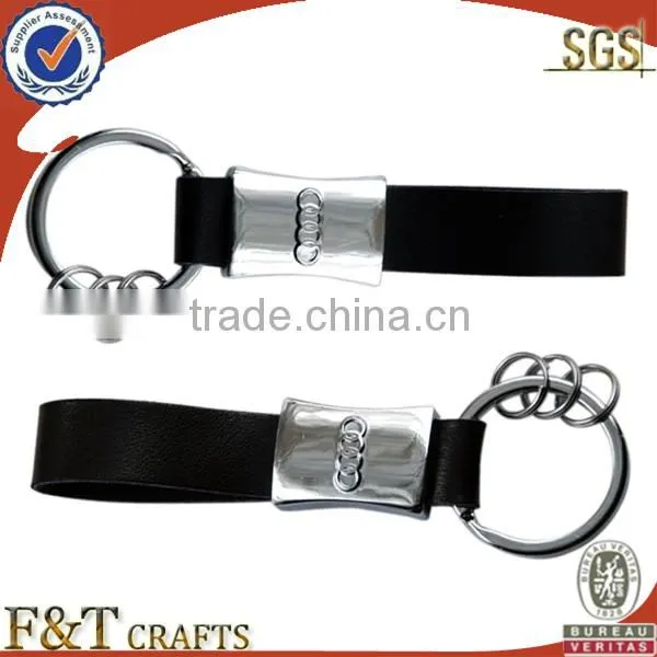 keychain leather lanyard with metal for custom logo