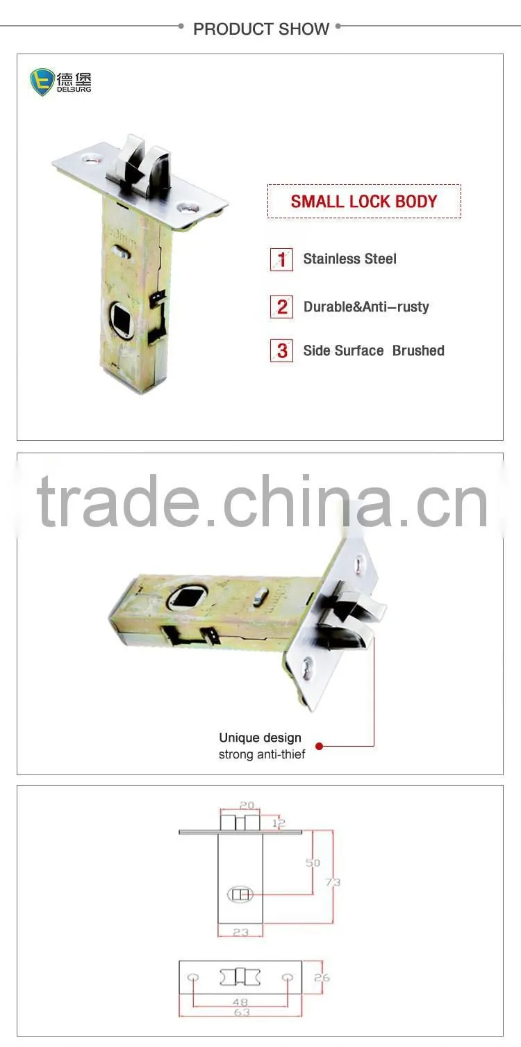stainless steel 50mm backset sliding door lock latch