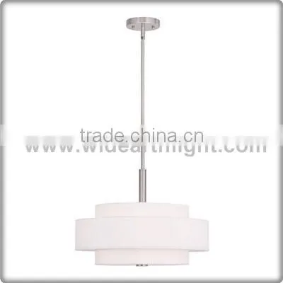 UL CUL Listed Drum Fabric Hanging Lamp In Brushed Nickel Finish C20069