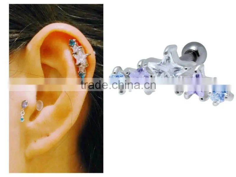 Stars Cartilage Tragus Helix Upper Ear 316L Surgical Steel