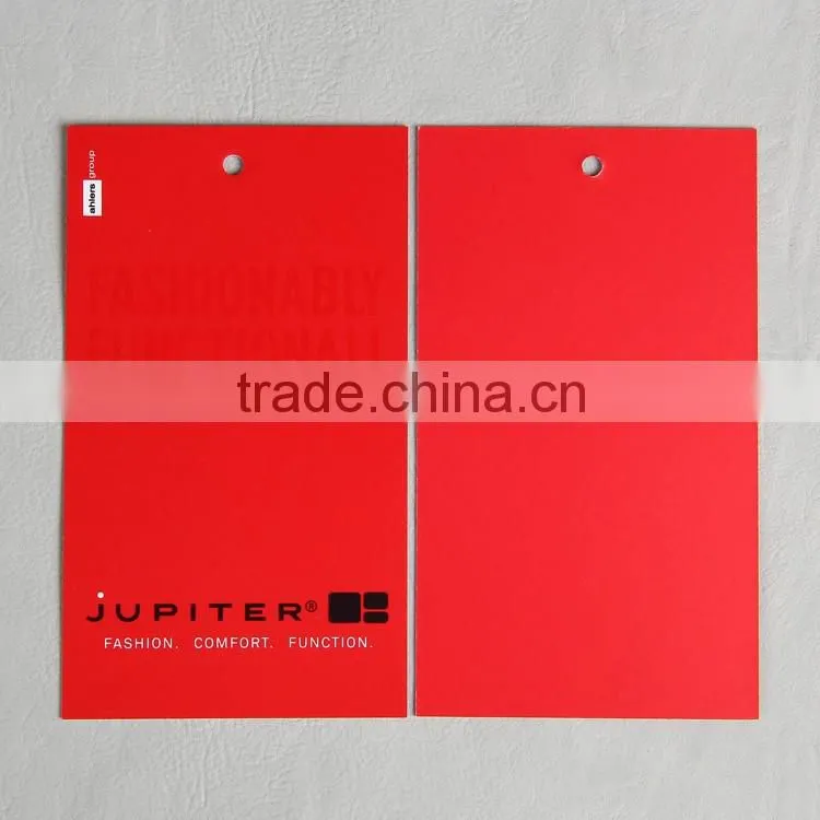 China custom red garment swing tag for latest design girls ' net dresses
