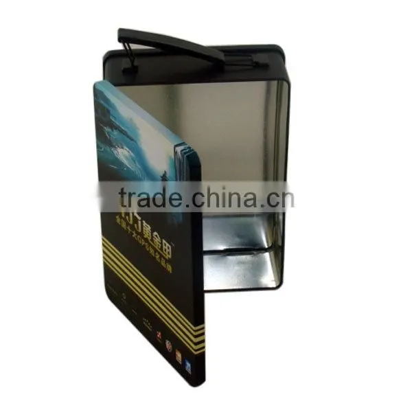 Rectangular lunch tin box with handles