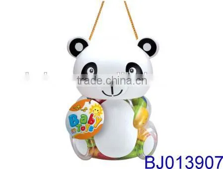 Cute plastic small feeding bottle with infant baby rattles toy
