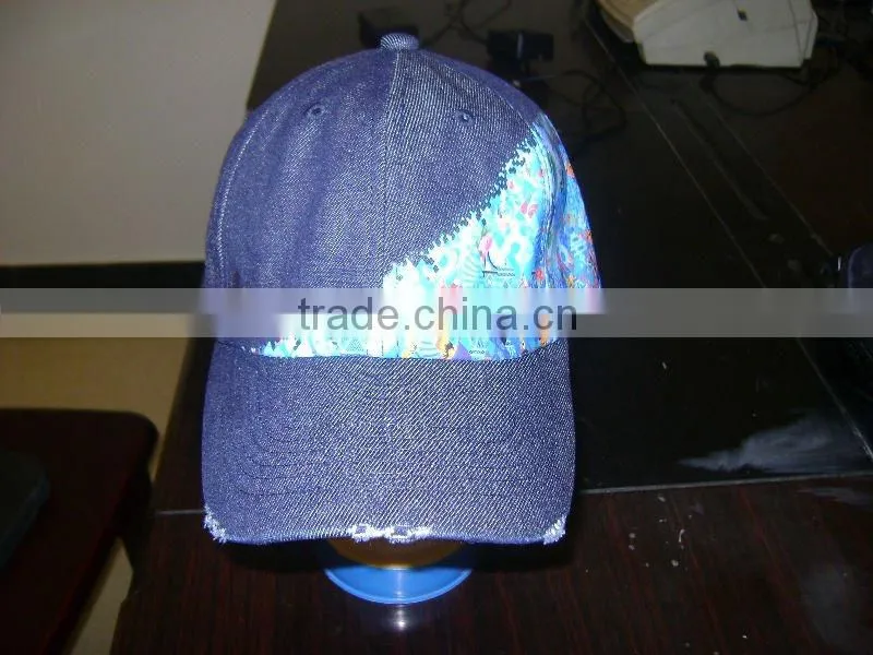 jean baseball cap with hot transfer printing
