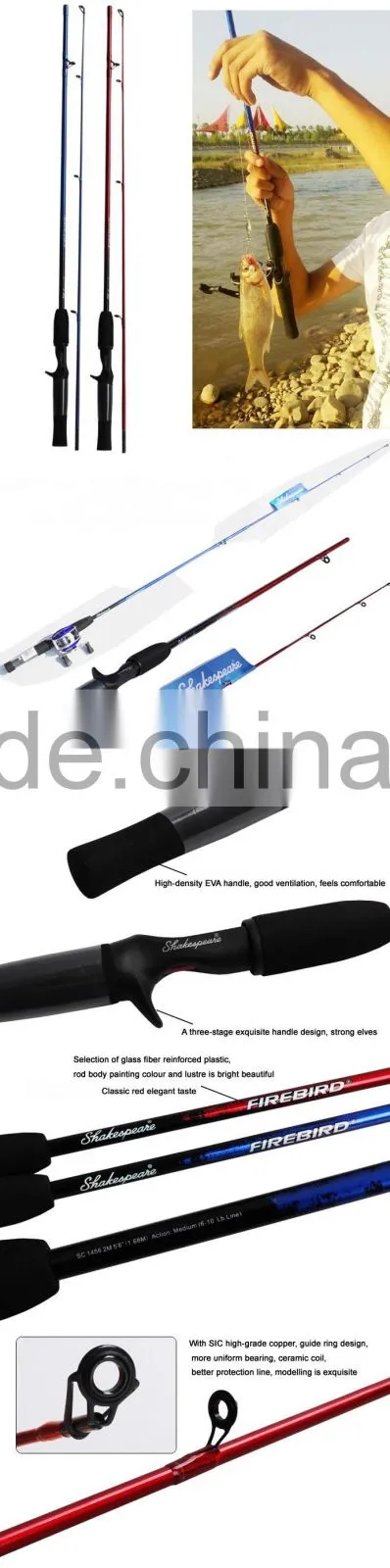 High Quality Shakespear Fiberglass Spinning Fishing Rod