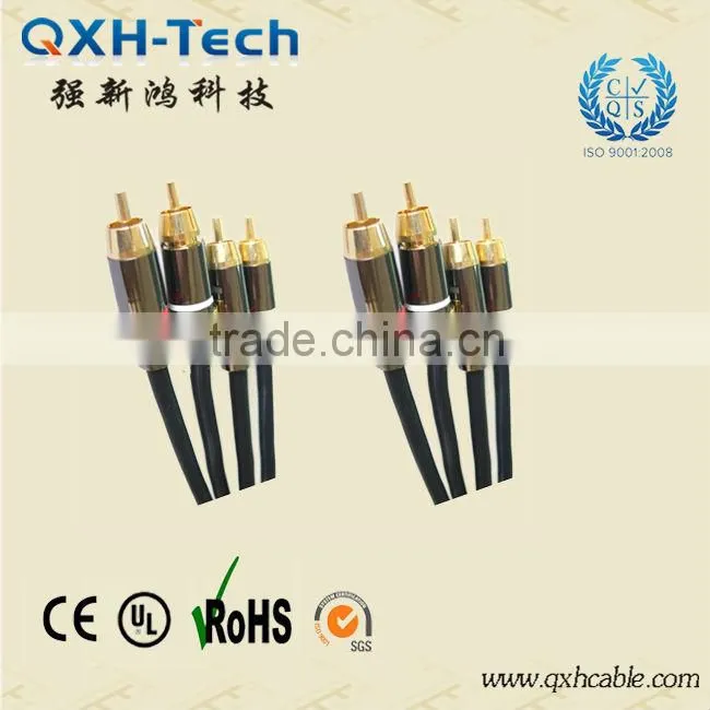 High Quality high speed Shell Shielding 3 RCA to 3 RCA Cable plug