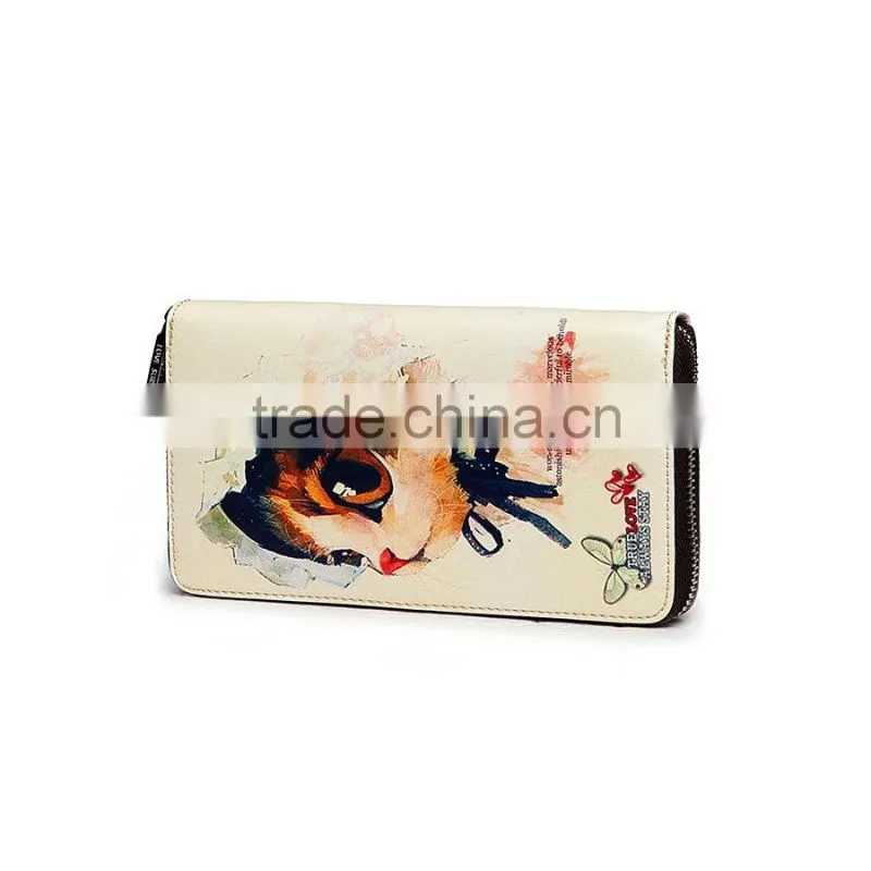 Wholesale dongguan factory lovely girs long wallet with cartoon pattern printing