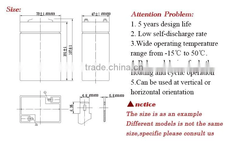 6v 4ah rechargeable lead acid battery,vrla agm battery for Alarm systems