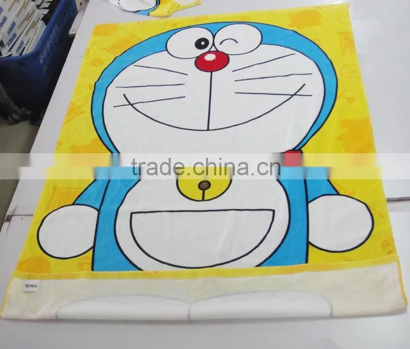 Lovely cartoon image brand printed bath towel/cartoon brand promotional towel