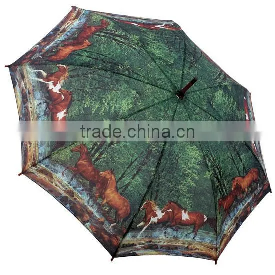 23 inch automatic craft horse wooden shaft umbrella