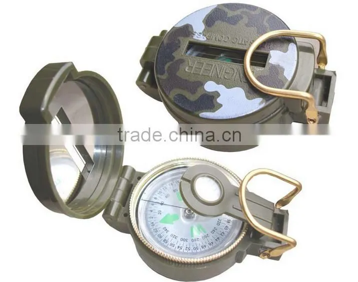 US military lensatic sighting compass with gradienter for Outdoor Hiking of Metal Marching Lensatic compass