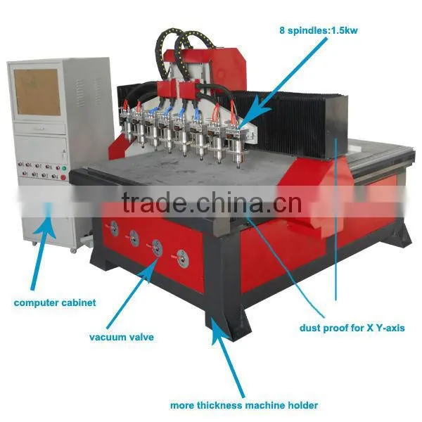 8 Heads CNC Sculpting Machine With Vacuum Table 1300*1800mm