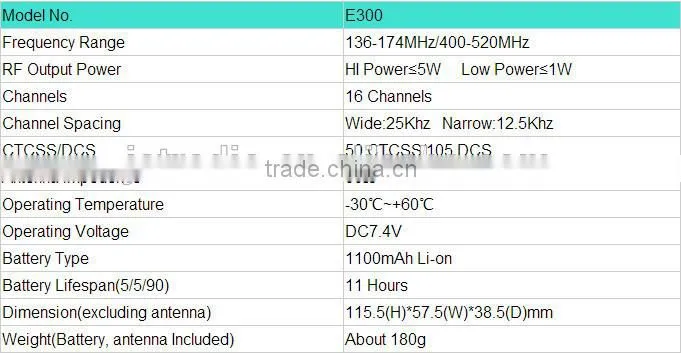 HYDX E300 Security Equipment PMR 446 Walkie Talkie 100KM