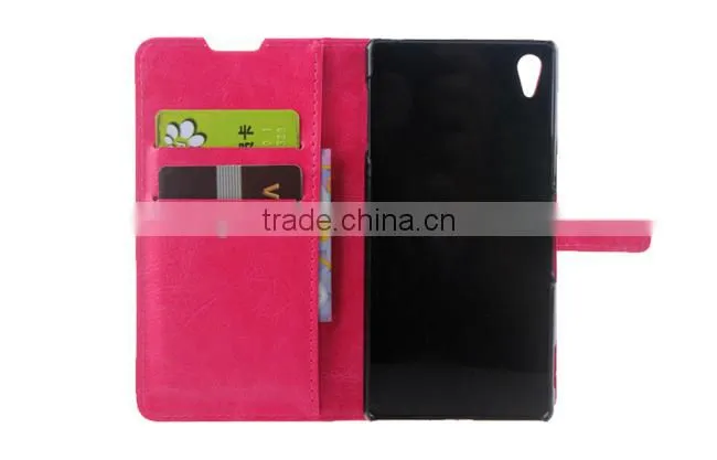 High Quality Stand PU Leather Pouch Wallet Case For Sony Xperia Z4