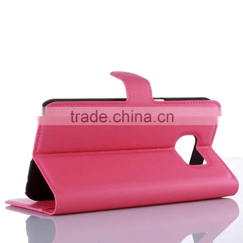Factory Price Lichee Leather Pouch Wallet Case Folio Stand Cover for Samsung GALAXY S7 Plus