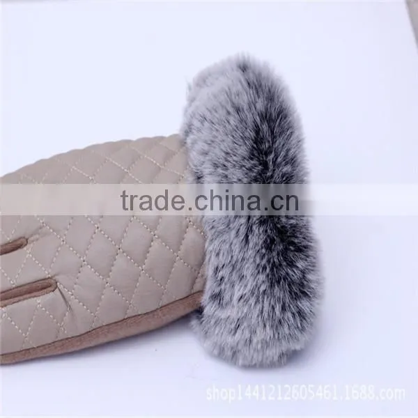 PU Leather Hand Gloves/Mitten With Far