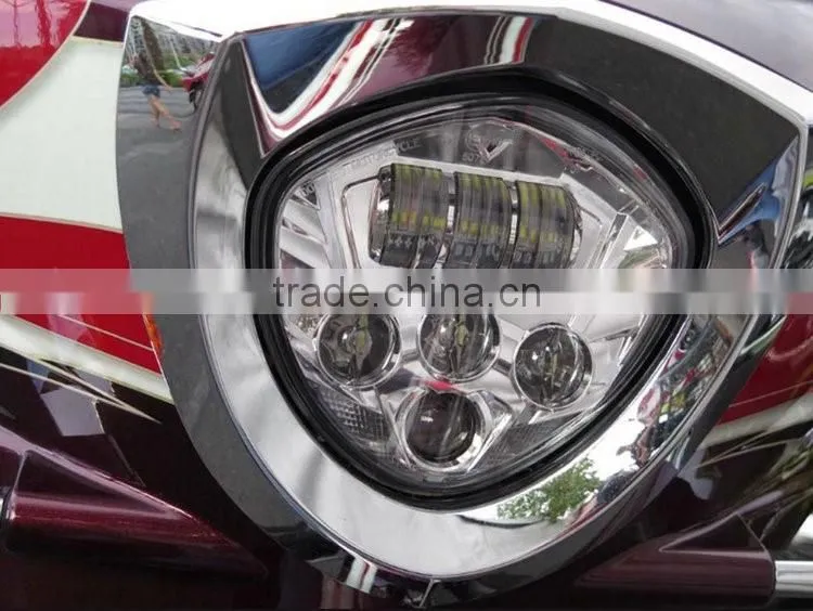 Black/Chrome LED Headlight 40W Front Driving Lamp IP67 6000K Lights For Victory Motorcycle Cross Country Cross Roads Models