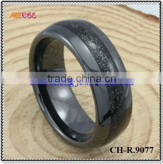2015 alloy inlay black gold engagement ring,metal ceramic ring for engagement