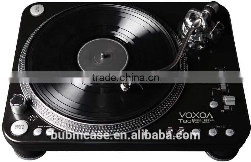 VOXOA DJ Turntable T80 High Torque 3 Speed Vinyl Turntable with height adjustable S-shaped pick up arm