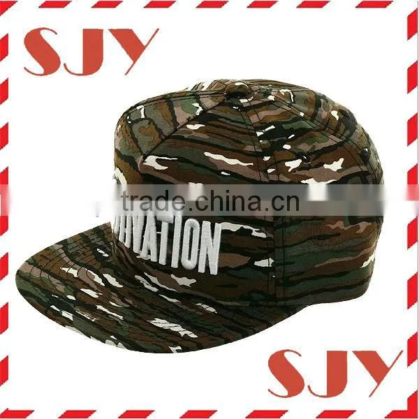 Hot sale trendy design custom snapback camouflage cap