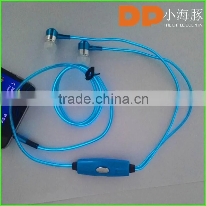 Cheap Fashion visible flow light EL earphone glow earbuds customized logo