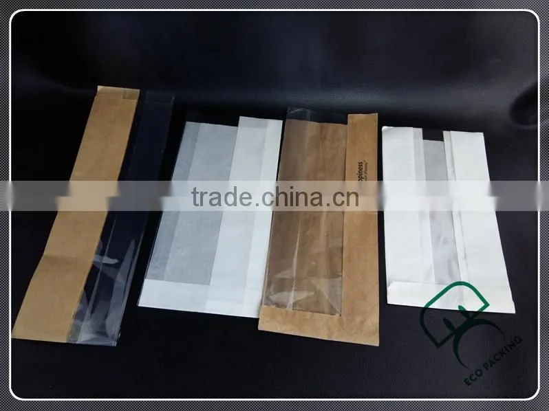 FDA food grade kraft greaseproof paper bag with window