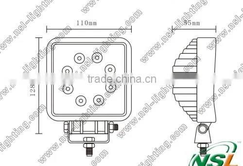 Hot Sale IP67 9*3W Super Bright Auto LED Work Lights 12V LED Work Light Offroad 27W LED Work Light