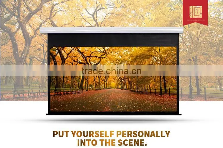 Electric pull-down projection screen /wall or ceiling mounted motorised projector screen for school theather