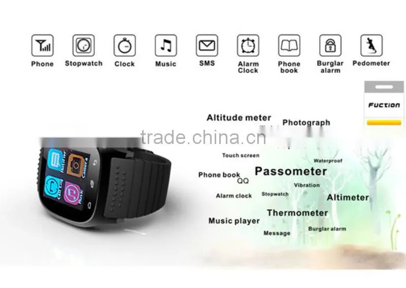 M26 Bluetooth Smart Wrist Watch Phone , Media Control/Hands-Free Calls/Pedometer/Anti-lost for IOS Android iPhone Samsung LG