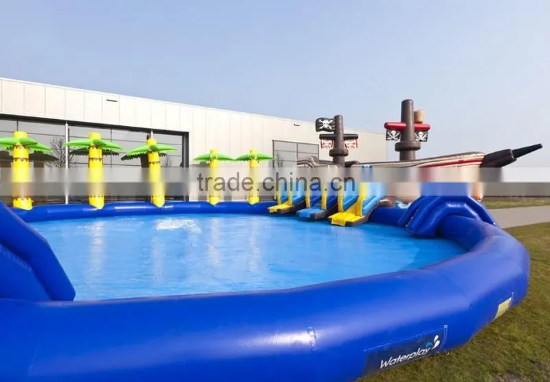 customized inflatable ground water park high sale huge inflatable pool with slides