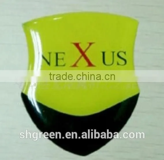Transparent epoxy resin domed sticker for vehicle