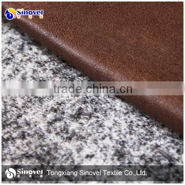100% Polyester Suede Bonded Fabric with Long Fur