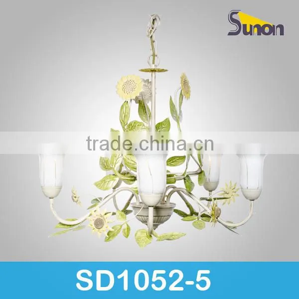 6 lights wrought iron decorative sunflower classic ceiling fan lamp