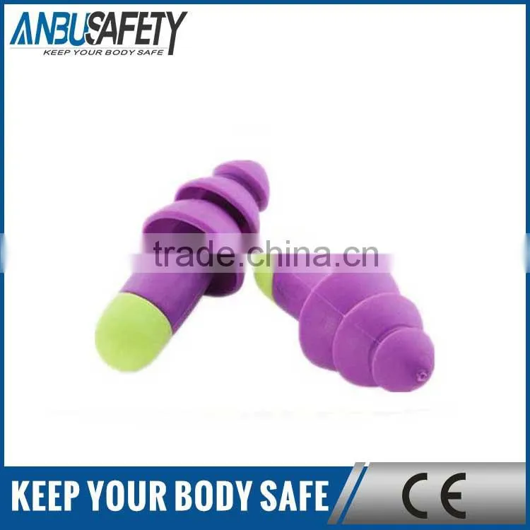 silicone gel purple and green earplugs with box